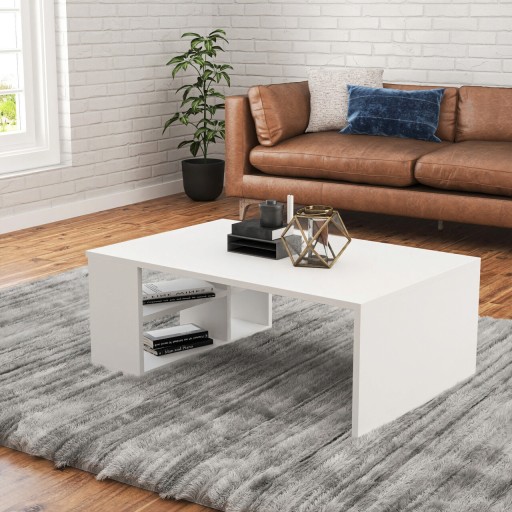 Masuta de cafea, Elegance, Defne, 90x33.6x60 cm, Alb