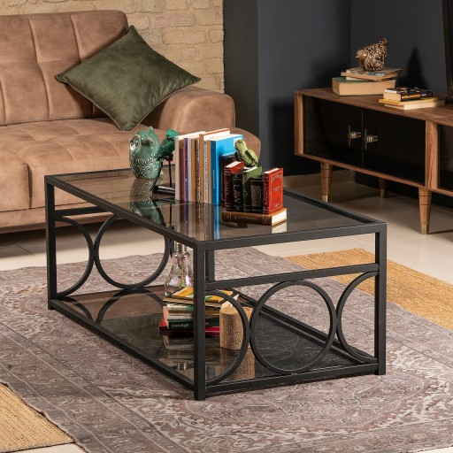 Masuta de cafea, Hadley, Frederika, 120x45x60 cm, Negru