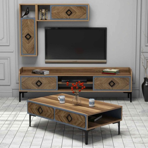 Set mobilier living, Hommy Craft, Samba, Nuc / Albastru