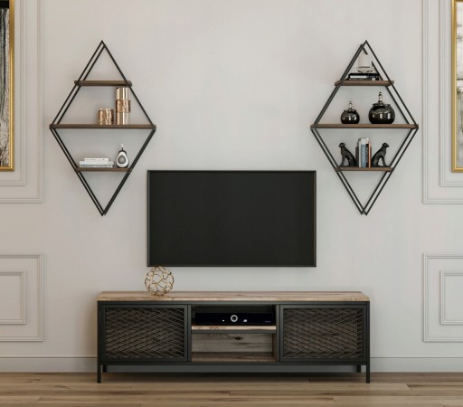 Comoda TV, Kalune Design, Comets Prizma, Pin Atlantic / Negru