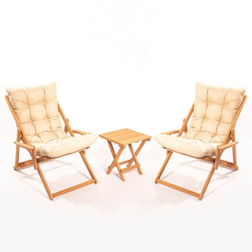 Set mobilier de gradina 3 piese, Meya Dekor, MY005, Maro / Crem