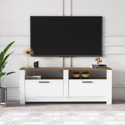 Comoda TV, Minima, Grado, 145.2x56.6x37 cm, Nuc/Alb