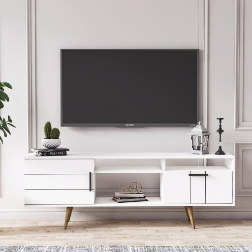 Comoda TV, Minima, Termini Wide, 179.5x63.2x37 cm, Alb