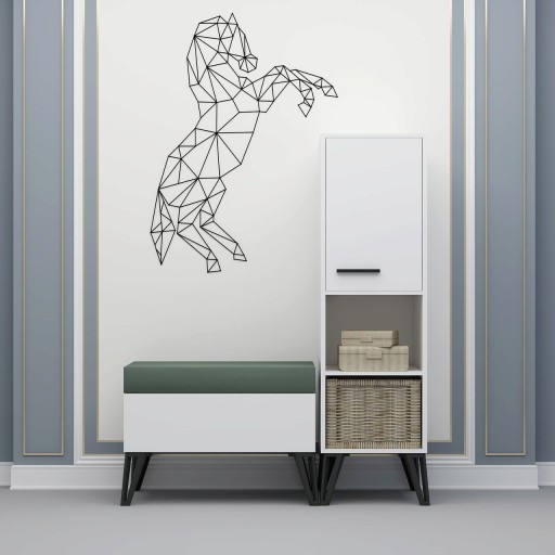 Dulap multifunctional, Olivia, November Chest, 72x53.4x35 cm, PAL, Alb/Verde