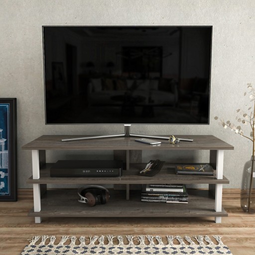 Comoda TV, Retricy, Pueblo, 120x44.6x47.4 cm, PAL, Alb / Gri închis