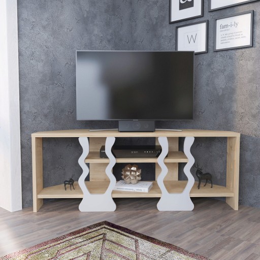 Comoda TV, Retricy, Firal, 110x35x41.8 cm, PAL, Stejar / Alb