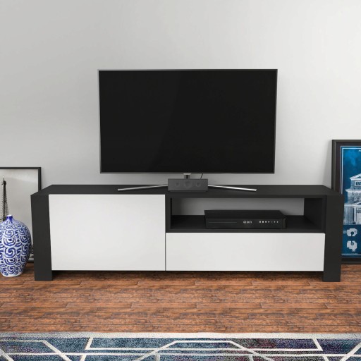 Comoda TV, Retricy, Piedmont, 160x36.8x46 cm, PAL, Antracit/Alb