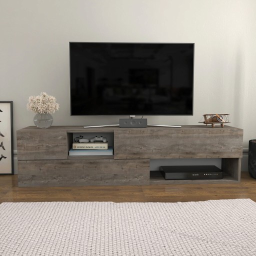 Comoda TV, Retricy, Morton, 160x37.7x40 cm, PAL, Gri inchis