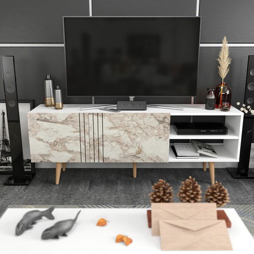 Comoda TV, Retricy, Ronas, 160x35x38.6 cm, PAL, Alb