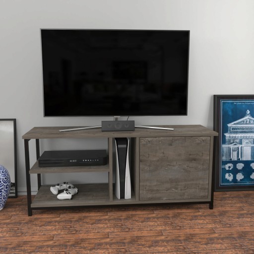 Comoda TV, Retricy, Neola, 120x35.3x50.8 cm, PAL, Negru / Gri închis