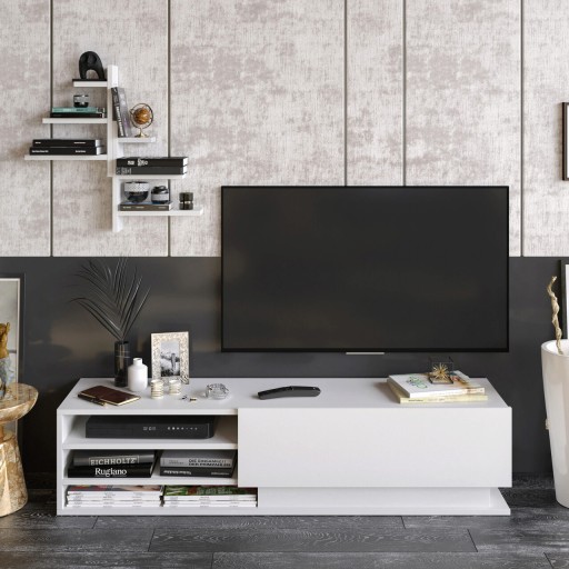 Comoda TV, Retricy, Linda, 150x36.8x36 cm, PAL, Alb