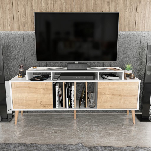 Comoda TV, Retricy, Char, 160x35x70.8 cm, PAL, Alb / Safir