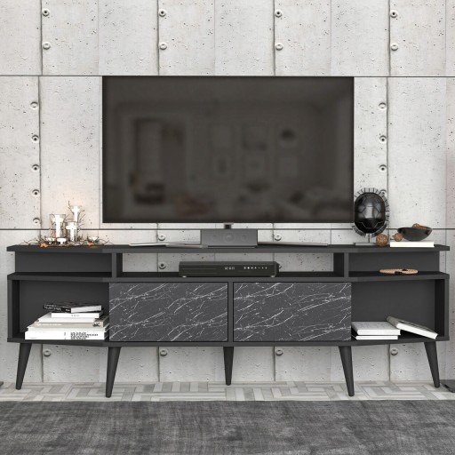 Comoda TV, Retricy, Dennis, 180x35x58.6 cm, PAL, Negru