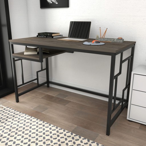 Birou, Retricy, Kennesaw, 120x60x74.8 cm, PAL, Negru / Gri închis