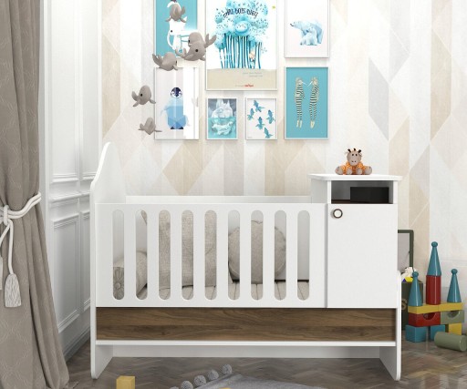 Patut pentru copii Baby Nest, Tera Home, Lora, PAL, Alb/Maro