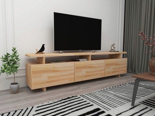 Comoda TV, Woodface, Verona, 174x52x30 cm, Lemn, Natural