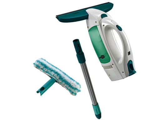 Set pentru curatat geamuri 3 piese, Leifheit, Dry&amp;Clean, click system, alb/verde