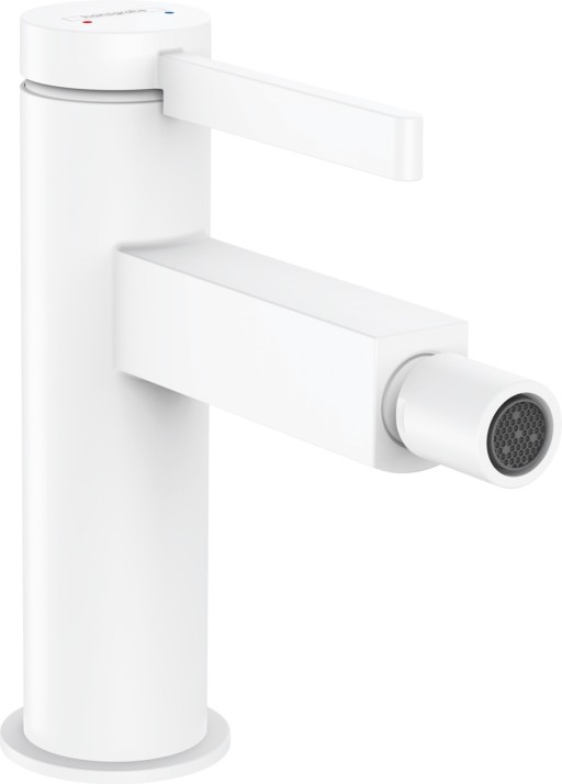 Baterie bideu Hansgrohe Finoris ventil push-open alb mat