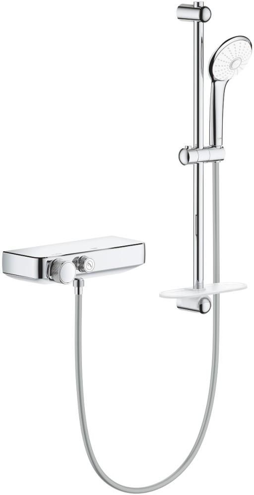 Baterie dus termostatata Grohe Grohtherm SmartControl cu set de dus cu bara de 600mm crom
