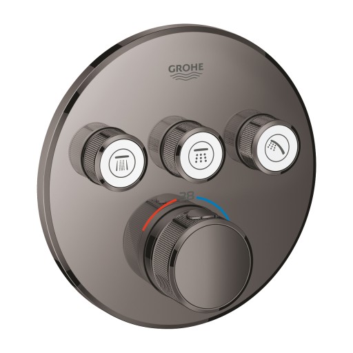 Baterie cada - dus termostatata Grohe Grohtherm SmartControl Round cu 3 functii montaj incastrat necesita corp ingropat hard graphite