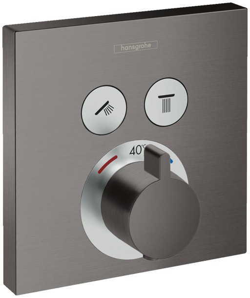 Baterie cada - dus termostatata Hansgrohe ShowerSelect cu montaj incastrat necesita corp ingropat negru periat