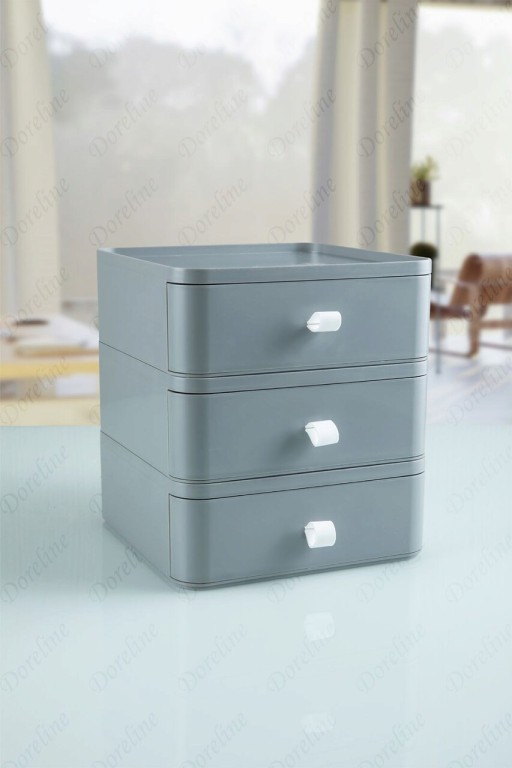 Organizator de machiaj, OMS-003-G, 20x22.5x20 cm, Plastic, Gri