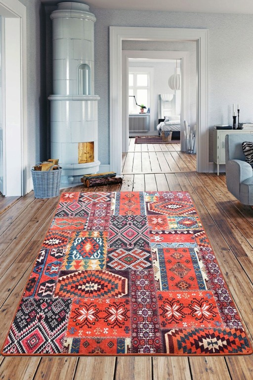 Covor, Patchwork , 50% catifea/50% poliester, Multicolor