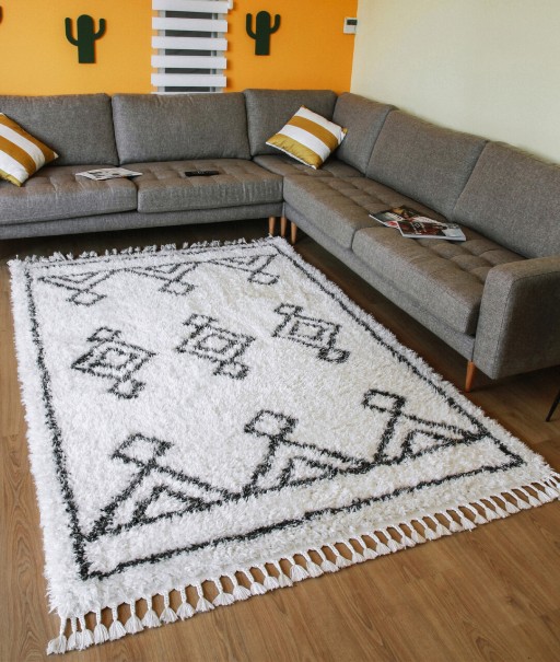 Covor de hol, 3529A , 80x150 cm, Poliester, Alb / Antracit