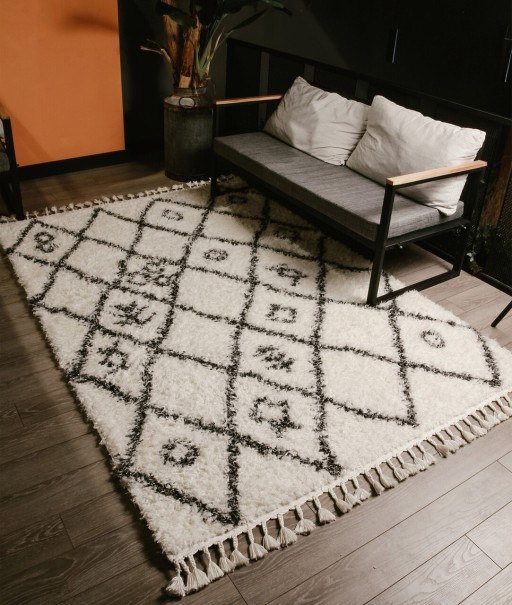Covor de hol, 3531A , 80x150 cm, Poliester, Alb / Antracit