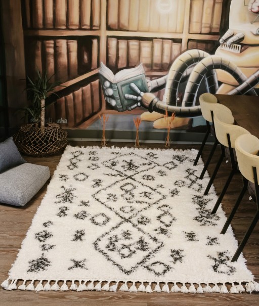Covor de hol, 3532A , 80x150 cm, Poliester, Alb / Antracit
