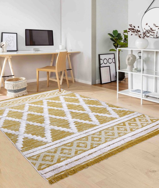 Covor, 22297A , 150x220 cm, Bumbac, Galben