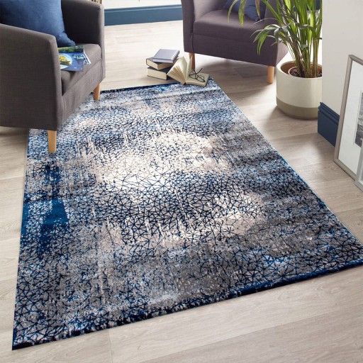 Covor de hol, HE630, 80x150 cm, Poliester, Crem / Albastru