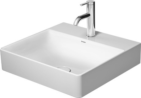 Lavoar Duravit DuraSquare 50x47cm fara preaplin montare pe mobilier cu capac ceramic pentru ventil inclus alb