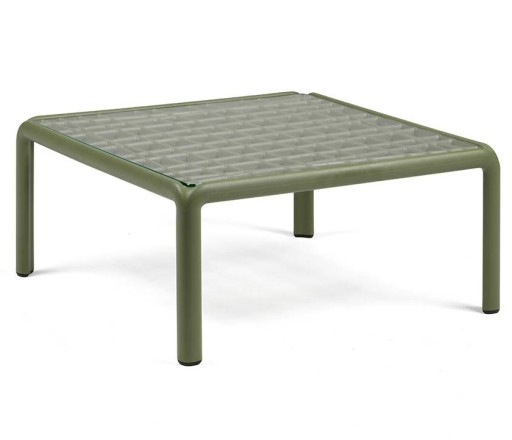 Masuta exterior Nardi Komodo Tavolino Vetro blat sticla 70x70cm h32.5cm verde agave