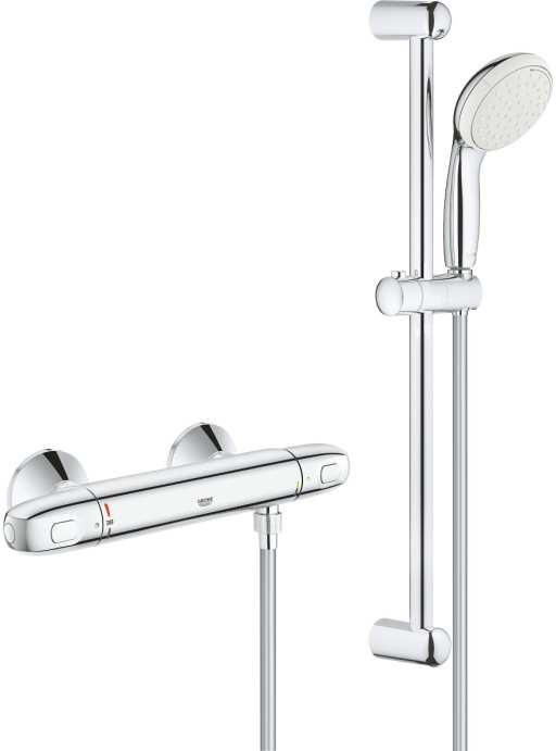 Baterie dus termostatata Grohe Grohtherm 1000 cu set de dus cu bara de 600mm crom