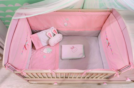 Set de dormit pentru bebelusi cu protectie laterala, Baby Girl (75x115 Cm), Çilek, Bumbac