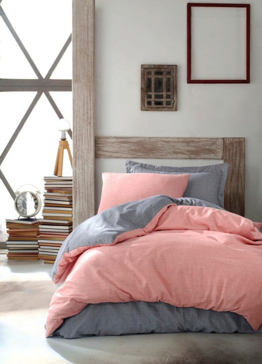 Lenjerie de pat pentru o persoana, Maxi Color - Powder, Eponj Home, 65% bumbac/35% poliester