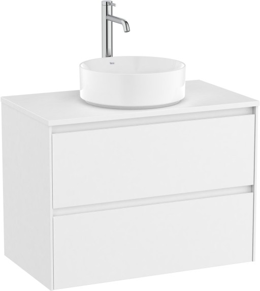 Dulap baza Roca Ona cu doua sertare 80cm pentru lavoar pe blat alb mat