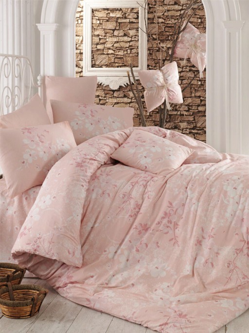 Lenjerie de pat dubla Super King (EU) (IT), Elena - Pink, Pearl Home, Bumbac Ranforce