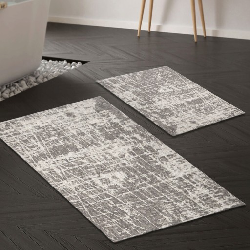 Set covorase de baie 2 piese, Alanur Home, Otanaln0127, Poliester, Multicolor
