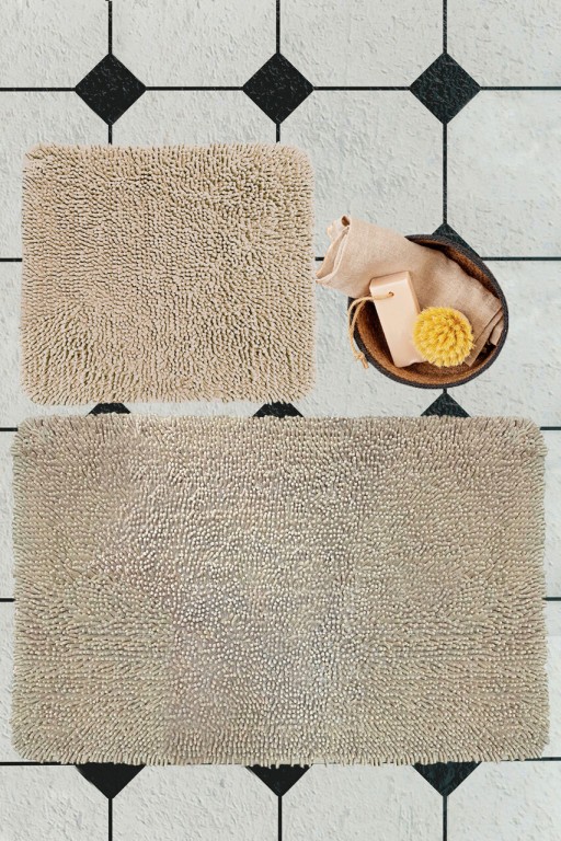 Set covorase de baie 2 piese, Alessia Home, Victoria, Bumbac, Gri