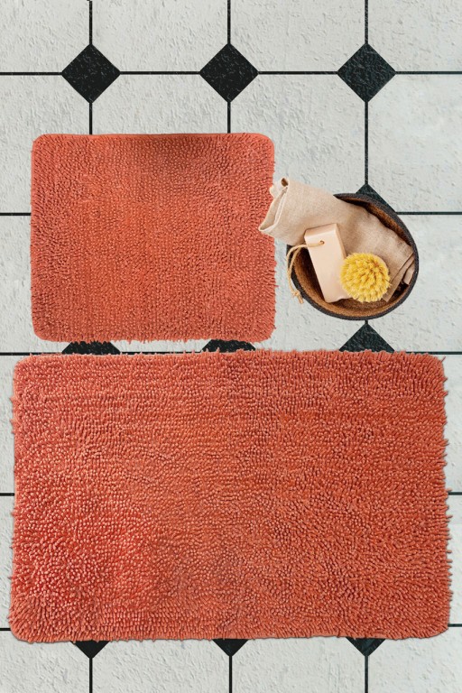 Set covorase de baie 2 piese, Alessia Home, Victoria, Bumbac, Caramiziu