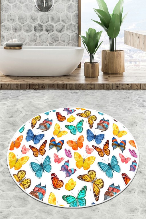 Covoras de baie, Chilai, Butterfly Valley Circle Djt 80, Poliester, Multicolor