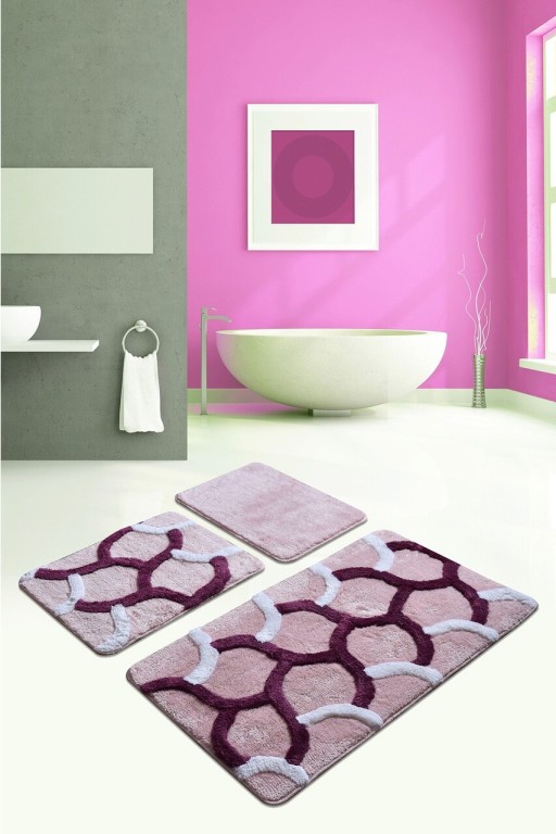 Set covoraș de baie (3 bucăți), Chilai, Elegant, Acril, Multicolor