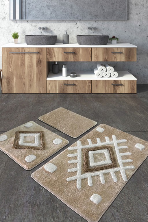 Set covoraș de baie (3 bucăți), Chilai Home, Punica, Acril, Gri