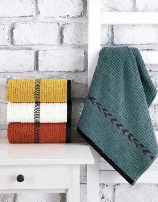 Set prosoape de mână (4 bucăți), Cotton Box, JAKARLI HAVLU SETI ROAD ASORTI-1, Bumbac, Ecru / Galben / Albastru / Roșu țiglă