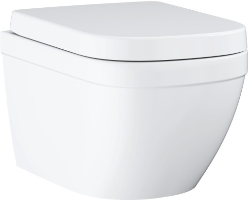 Set vas wc suspendat Grohe Euro Ceramic Rimless si capac cu inchidere lenta Triple Vortex alb