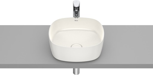 Lavoar tip bol Roca Inspira Soft 370x370cm fara orificiu baterie fara preaplin montare pe blat bej