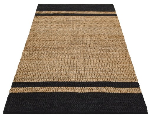 Covor de hol, Ech 07 Natural Black, 200x300 cm, Iuta, Negru/Bej
