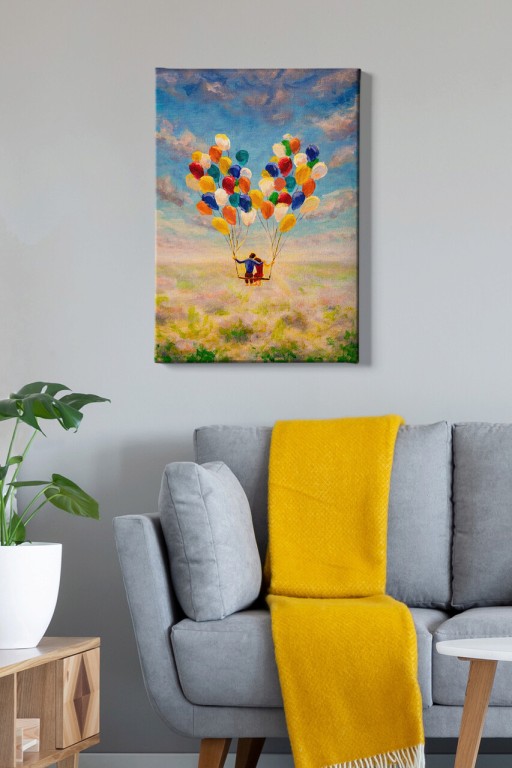Tablou decorativ, Kanvas Tablo (50 x 70), Canvas, Lemn, Multicolor